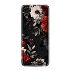 Kılıfland Samsung Galaxy A03 Core ile Uyumlu Kılıf, Boutique Baskılı, Çiçek Desenli, Siyah
