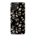 Kılıfland Samsung Galaxy A03 ile Uyumlu Kılıf, Boutique Baskılı, Çiçek Desenli, Siyah