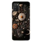 Kılıfland Samsung Galaxy A03S ile Uyumlu Kılıf, Boutique Baskılı, Kahve Çiçek Desen, Siyah