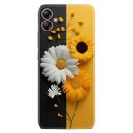 Kılıfland Samsung Galaxy A04E ile Uyumlu Kılıf, Boutique Baskılı, Sarı Beyaz Çiçek Desenli