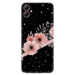 Kılıfland Samsung Galaxy A04e ile Uyumlu Silikon Kılıf, Çiçek Desenli, Siyah
