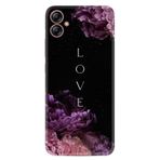 Kılıfland Samsung Galaxy A04e ile Uyumlu Silikon Kılıf, Desen Özel Seri Love Flow, Mor Çiçek, Siyah