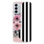 Kılıfland Samsung Galaxy A04s ile Uyumlu Silikon Kılıf, Çiçek Desenli, Pembe-Siyah-Beyaz