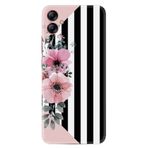 Kılıfland Samsung Galaxy A05 ile Uyumlu Silikon Kılıf, Çiçek Desenli, Pembe-Siyah-Beyaz