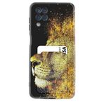 Kılıfland Samsung Galaxy A12 ile Uyumlu Kartvizitli Kartlıklı Desenli Silikon Kılıf, Leon, Siyah