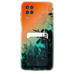 Kılıfland Samsung Galaxy A12 ile Uyumlu Kartvizitli Kartlıklı Silikon Kılıf, Çiçek Desenli, Siyah