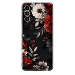 Kılıfland Samsung Galaxy A13 ile Uyumlu Kılıf, Boutique Baskılı, Çiçek Desenli, Siyah