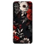 Kılıfland Samsung Galaxy A14 ile Uyumlu Kılıf, Boutique Baskılı, Çiçek Desenli, Siyah