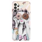 Kılıfland Samsung Galaxy A14 ile Uyumlu Kılıf, Resimli Desenli Baskılı Silikon, Donut Girl, Renkli