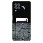 Kılıfland Samsung Galaxy A22 ile Uyumlu Kartvizitli Kartlıklı Desenli Silikon Kılıf, Astronot Red Balon, Siyah