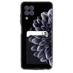 Kılıfland Samsung Galaxy A22 ile Uyumlu Kartvizitli Kartlıklı Silikon Kılıf, Çiçek Desenli, Siyah