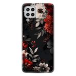 Kılıfland Samsung Galaxy A22 ile Uyumlu Kılıf, Boutique Baskılı, Çiçek Desenli, Siyah