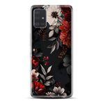 Kılıfland Samsung Galaxy A31 ile Uyumlu Kılıf, Boutique Baskılı, Çiçek Desenli, Siyah