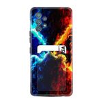 Kılıfland Samsung Galaxy A32 ile Uyumlu Kılıf, Kartvizitli Kartlıklı, Desenli Silikon, Red Blue Leon, Siyah
