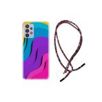 kilifland Samsung Galaxy A32 ile Uyumlu Kılıf Rasta Ipli Boyun Askılı Desenli Silikon Renk Cümbüşü 1631