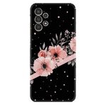 Kılıfland Samsung Galaxy A34 ile Uyumlu Kılıf, Silikon, Çiçek Desenli, Siyah, Pembe Detaylı