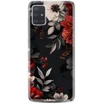 Kılıfland Samsung Galaxy A51 ile Uyumlu Kılıf, Boutique Baskılı, Çiçek Desenli, Siyah