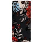 Kılıfland Samsung Galaxy A52 ile Uyumlu Kılıf, Boutique Baskılı, Çiçek Desenli, Siyah