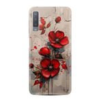 Kılıfland Samsung Galaxy A7 2018 ile Uyumlu Kılıf, Boutique Baskılı, Kırmızı Çiçek Desenli