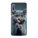 Kılıfland Samsung Galaxy A7 2018 ile Uyumlu Kılıf, Boutique Baskılı, Komik Kedi Desenli