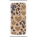 Kılıfland Samsung Galaxy A7 2018 ile Uyumlu Kılıf, Boutique Baskılı, Leopar Kalp Deseni, Bej