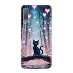 Kılıfland Samsung Galaxy A7 2018 ile Uyumlu Kılıf, Boutique Baskılı, Love Cats Tree Desenli, Renkli