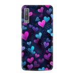 Kılıfland Samsung Galaxy A7 2018 ile Uyumlu Kılıf, Boutique Baskılı, Mavi Kalp Desenli