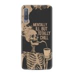 Kılıfland Samsung Galaxy A7 2018 ile Uyumlu Kılıf, Boutique Baskılı, Mentally Ill But Totally Chill Tasarım, Siyah