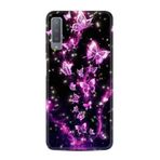 Kılıfland Samsung Galaxy A7 2018 ile Uyumlu Kılıf, Boutique Baskılı, Pembe Neon Kelebekler