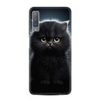 Kılıfland Samsung Galaxy A7 2018 ile Uyumlu Kılıf, Boutique Baskılı, Tombul Kedi Desenli, Siyah