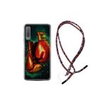 kilifland Samsung Galaxy A7 2018 ile Uyumlu Kılıf Rasta Ipli Boyun Askılı Desenli Silikon Boks Eldiveni 1763