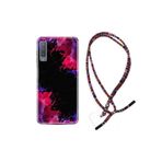 kilifland Samsung Galaxy A7 2018 ile Uyumlu Kılıf Rasta Ipli Boyun Askılı Desenli Silikon Boyalar 1663