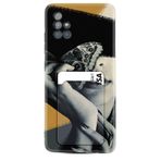 Kılıfland Samsung Galaxy A71 ile Uyumlu Kartlıklı Silikon Kılıf, Butterfly Girl Desenli, Siyah