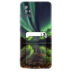 Kılıfland Samsung Galaxy A71 ile Uyumlu Kılıf, Kartlıklı, Desenli Silikon, Kuzey Işıkları, Siyah