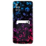 Kılıfland Samsung Galaxy A71 ile Uyumlu Kılıf, Kartvizitli Kartlıklı, Desenli Silikon, Color Bubbles, Siyah