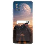 Kılıfland Samsung Galaxy A71 ile Uyumlu Kılıf, Kartvizitli Kartlıklı, Desenli Silikon, Motor, Siyah