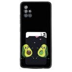 Kılıfland Samsung Galaxy A71 ile Uyumlu Kılıf, Kartvizitli Kartlıklı, Silikon, Aşık Avokadolar Desenli, Siyah