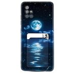 Kılıfland Samsung Galaxy A71 ile Uyumlu Kılıf, Kartvizitli Kartlıklı, Silikon, Night Moon Desenli, Siyah