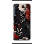 Kılıfland Samsung Galaxy A9 2018 ile Uyumlu Kılıf, Boutique Baskılı, Çiçek Desenli, Siyah