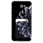 Kılıfland Samsung Galaxy J7 Prime ile Uyumlu Kartvizitli Kartlıklı Silikon Kılıf, Çiçek Deseni, Siyah