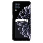 Kılıfland Samsung Galaxy M12 ile Uyumlu Kılıf, Kartvizitli Kartlıklı, Silikon, Çiçek Desenli, Siyah