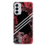 Kılıfland Samsung Galaxy M13 ile Uyumlu Silikon Kılıf, Çiçek Desen, Kırmızı-Siyah