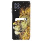 Kılıfland Samsung Galaxy M22 ile Uyumlu Kartvizitli Kartlıklı Desenli Silikon Kılıf, Leon, Siyah