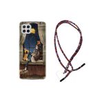 kilifland Samsung Galaxy M22 Uyumlu ile Uyumlu Kılıf Rasta Ipli Boyun Askılı Desenli Silikon Ananas Camera Glass 1358
