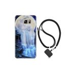 kilifland Samsung Galaxy Note 5 ile Uyumlu Kılıf Desenli Silikon Boyun Askılı Blue Moon 1308