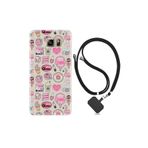 kilifland Samsung Galaxy Note 5 ile Uyumlu Kılıf Desenli Silikon Boyun Askılı Donut Flamingo 1415