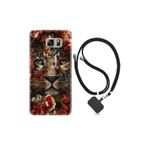 kilifland Samsung Galaxy Note 5 ile Uyumlu Kılıf Desenli Silikon Boyun Askılı Flowers Baby Tiger 1336