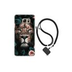 kilifland Samsung Galaxy Note 5 ile Uyumlu Kılıf Desenli Silikon Boyun Askılı Leon Flowers 1307