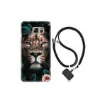 kilifland Samsung Galaxy Note 5 ile Uyumlu Kılıf Desenli Silikon Boyun Askılı Leon Flowers 1333