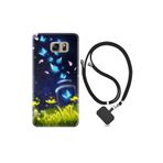 kilifland Samsung Galaxy Note 5 ile Uyumlu Kılıf Desenli Silikon Boyun Askılı Neon Butterflys 1309